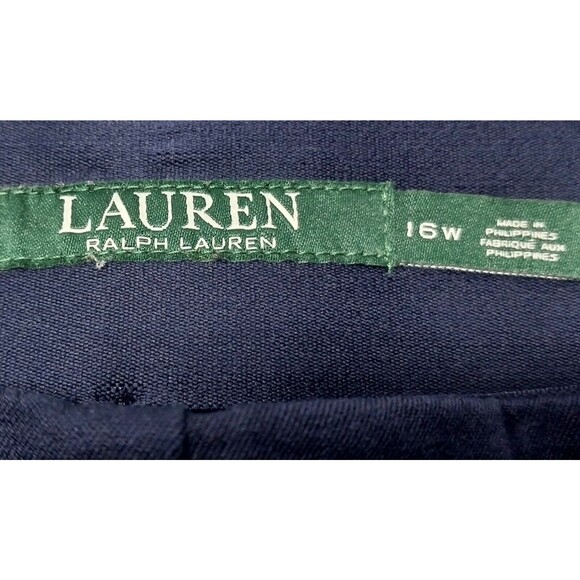 Ralph Lauren Women 16 W Curvy Pants Navy Blue Stretch Ankle Cotton Viscose Blend - Picture 3 of 12
